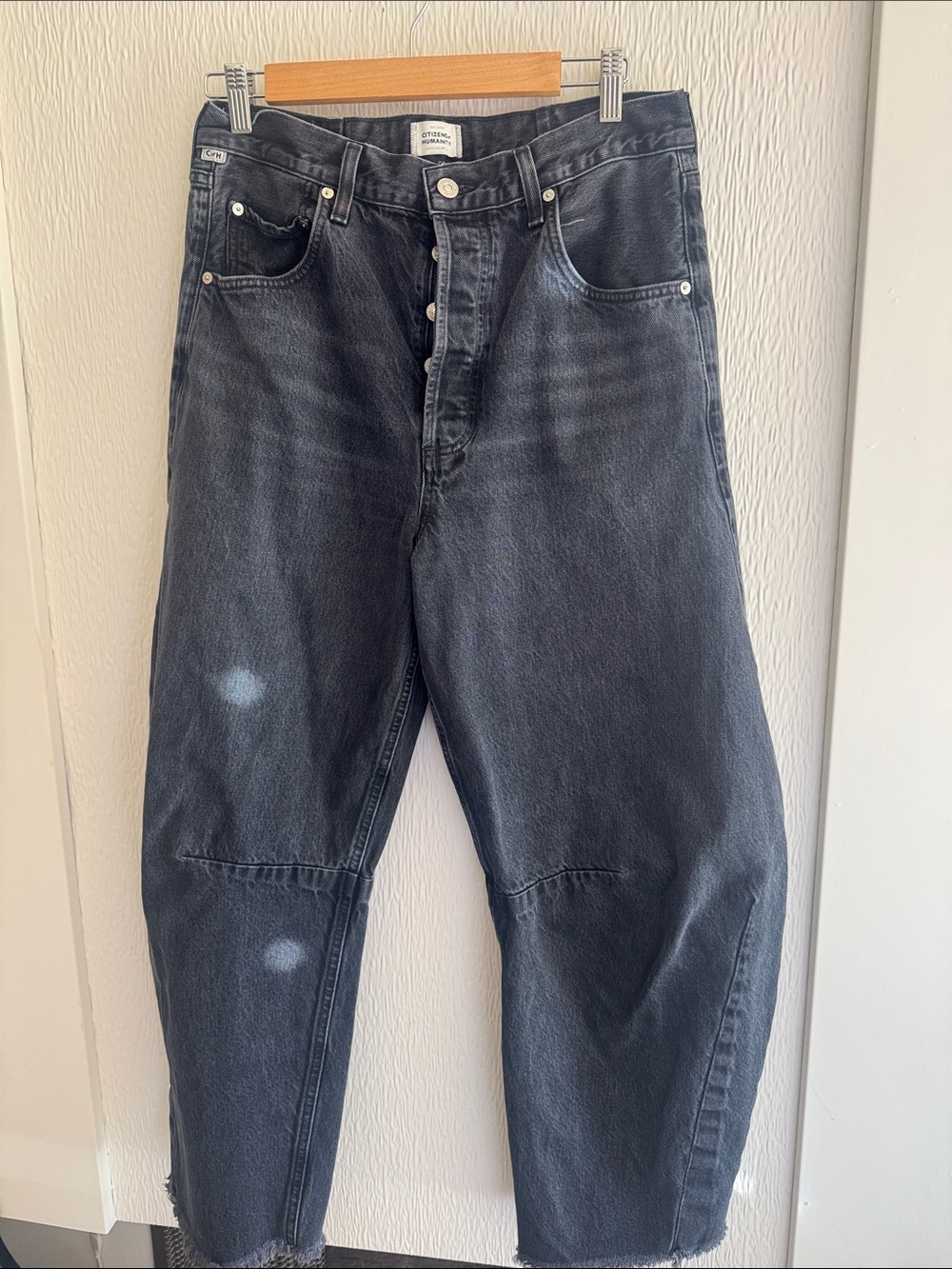 Citizens of Humanity Barrel Leg Black Washed Denim Jeans
